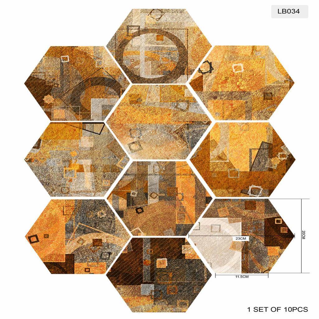 Max 10xHexagonal Wall Floor Sticker Kitchen Bathroom Home Decor Non-Slip Style-5 - Aladdin Shoppers