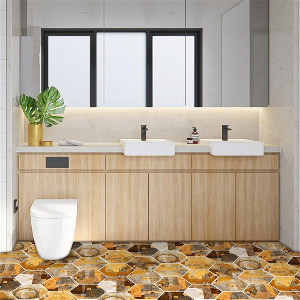 Max 10xHexagonal Wall Floor Sticker Kitchen Bathroom Home Decor Non-Slip Style-5 - Aladdin Shoppers