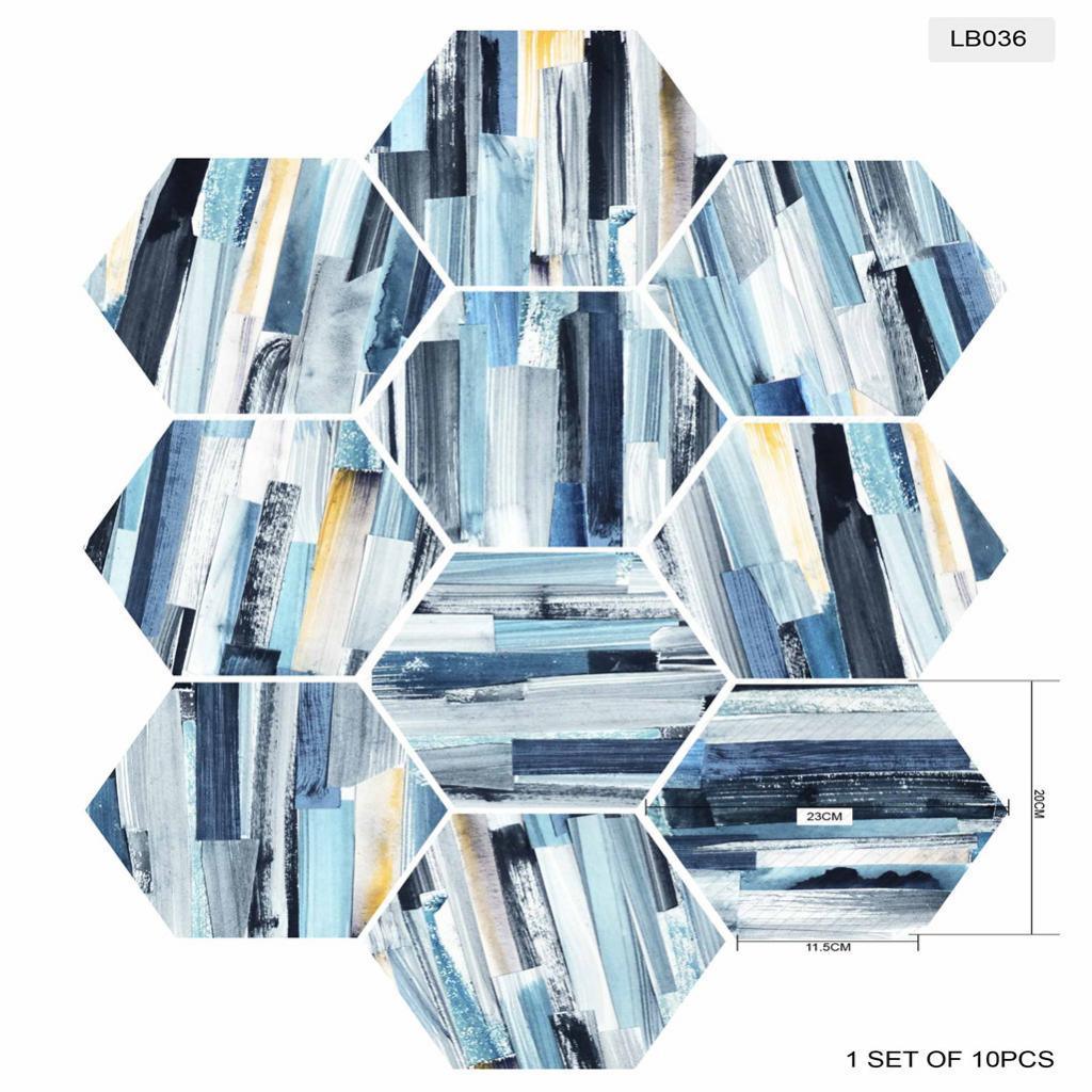 Max 10xHexagonal Wall Floor Sticker Kitchen Bathroom Home Decor Non-Slip Style-7 - Aladdin Shoppers