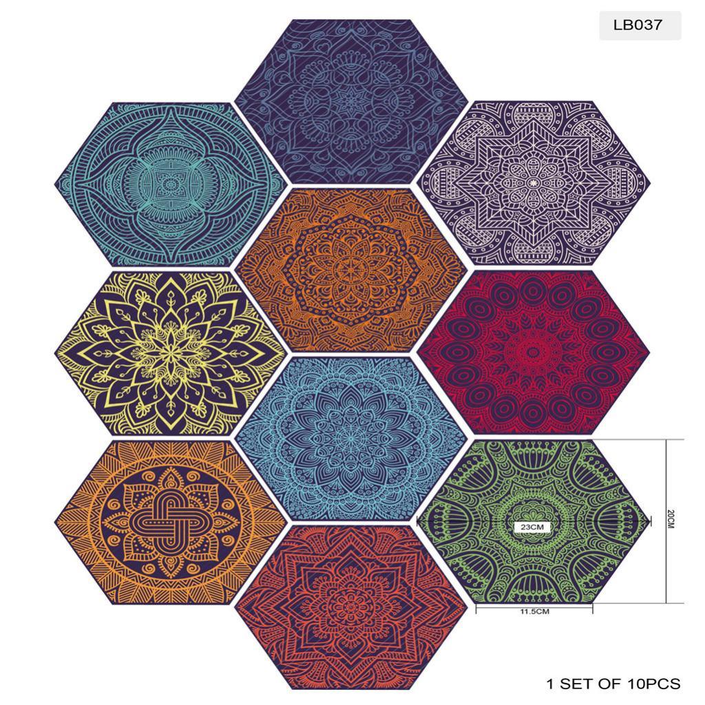 Max 10xHexagonal Wall Floor Sticker Kitchen Bathroom Home Decor Non-Slip Style-8 - Aladdin Shoppers