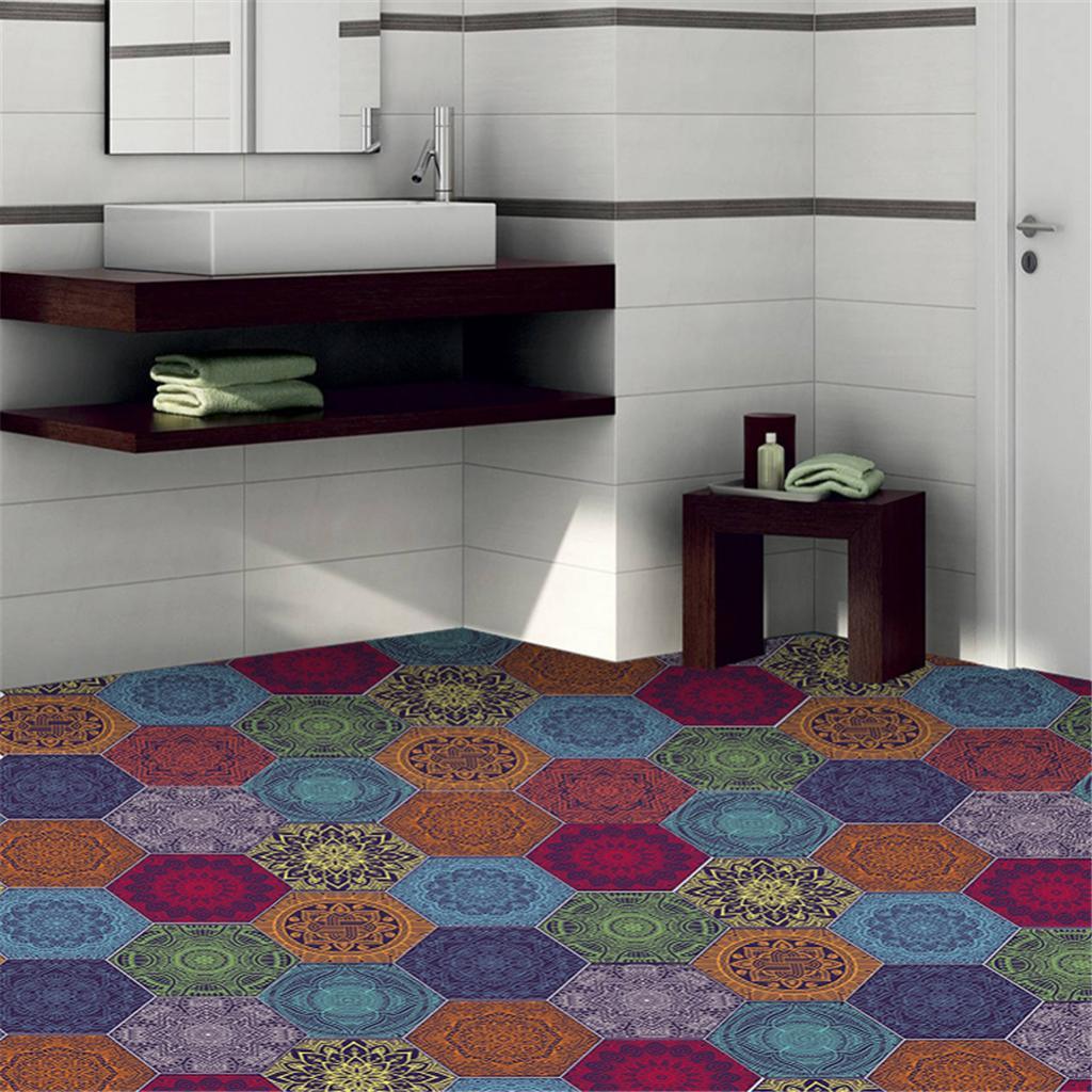 Max 10xHexagonal Wall Floor Sticker Kitchen Bathroom Home Decor Non-Slip Style-8 - Aladdin Shoppers