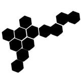 Max 12pcs Hexagonal Shaped Plastic 3D Mirror Effect Wall Stickers Large Black - Aladdin Shoppers