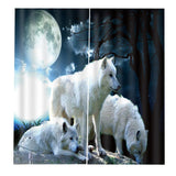 Max 2 Panel Set Digital Printing Curtains 3D Animals Moon Wolves-75x166cm - Aladdin Shoppers