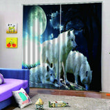 Max 2 Panel Set Digital Printing Curtains 3D Animals Moon Wolves-85x200cm - Aladdin Shoppers