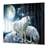 Max 2 Panel Set Digital Printing Curtains 3D Animals Moon Wolves-85x200cm - Aladdin Shoppers