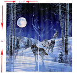 Max 2 Panel Set Digital Printing Curtains 3D Animals Snow Wolves-85x200cm - Aladdin Shoppers