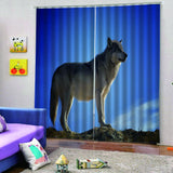 Max 2 Panel Set Digital Printing Curtains 3D Animals Standing Wolf-85x200cm - Aladdin Shoppers