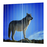 Max 2 Panel Set Digital Printing Curtains 3D Animals Standing Wolf-85x200cm - Aladdin Shoppers