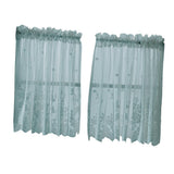 Max 2 Panels Embroidered Lace Window Voile Sheer Curtain Tiers 74*61cm Blue - Aladdin Shoppers