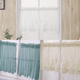 Max 2 Panels Embroidered Lace Window Voile Sheer Curtain Tiers 74*61cm Blue - Aladdin Shoppers