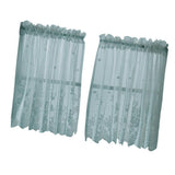 Max 2 Panels Embroidered Lace Window Voile Sheer Curtain Tiers 74*61cm Blue - Aladdin Shoppers