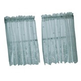 Max 2 Panels Embroidered Lace Window Voile Sheer Curtain Tiers 74*61cm Blue - Aladdin Shoppers