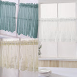 Max 2 Panels Embroidered Lace Window Voile Sheer Curtain Tiers 74*61cm Blue - Aladdin Shoppers