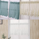 Max 2 Panels Embroidered Lace Window Voile Sheer Curtain Tiers 74*61cm Blue - Aladdin Shoppers