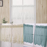 Max 2 Panels Embroidered Lace Window Voile Sheer Curtain Tiers 74*61cm Blue - Aladdin Shoppers