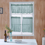 Max 2 Panels Embroidered Lace Window Voile Sheer Curtain Tiers 74*61cm Blue - Aladdin Shoppers