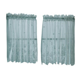 Max 2 Panels Embroidered Lace Window Voile Sheer Curtain Tiers 74*61cm Blue - Aladdin Shoppers