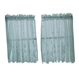 Max 2 Panels Embroidered Lace Window Voile Sheer Curtain Tiers 74*61cm Blue - Aladdin Shoppers