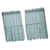 Max 2 Panels Embroidered Lace Window Voile Sheer Curtain Tiers 74*61cm Blue - Aladdin Shoppers