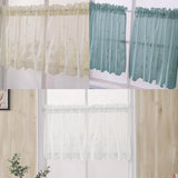 Max 2 Panels Embroidered Lace Window Voile Sheer Curtain Tiers 74*61cm Blue - Aladdin Shoppers