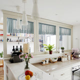 Max 2 Panels Embroidered Lace Window Voile Sheer Curtain Tiers 74*61cm Blue - Aladdin Shoppers