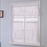 Max 2 Panels Embroidered Lace Window Voile Sheer Curtain Tiers 74*61cm White - Aladdin Shoppers