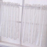 Max 2 Panels Embroidered Lace Window Voile Sheer Curtain Tiers 74*61cm White - Aladdin Shoppers