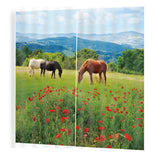 Max 2 Panels Set Teen Animal Decor 3D Print Window Curtain Drapes Horses - Aladdin Shoppers