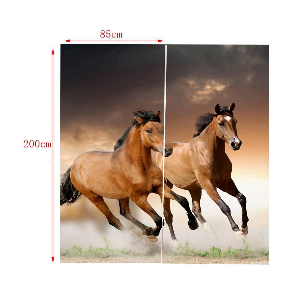 Max 2 Panels Set Teen Animal Decor 3D Print Window Curtain Drapes Running Horse - Aladdin Shoppers