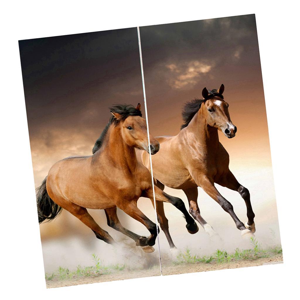 Max 2 Panels Set Teen Animal Decor 3D Print Window Curtain Drapes Running Horse - Aladdin Shoppers