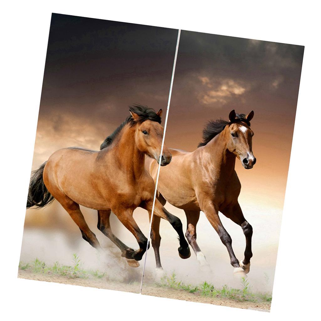 Max 2 Panels Set Teen Animal Decor 3D Print Window Curtain Drapes Running Horse - Aladdin Shoppers
