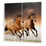 Max 2 Panels Set Teen Animal Decor 3D Print Window Curtain Drapes Running Horse - Aladdin Shoppers