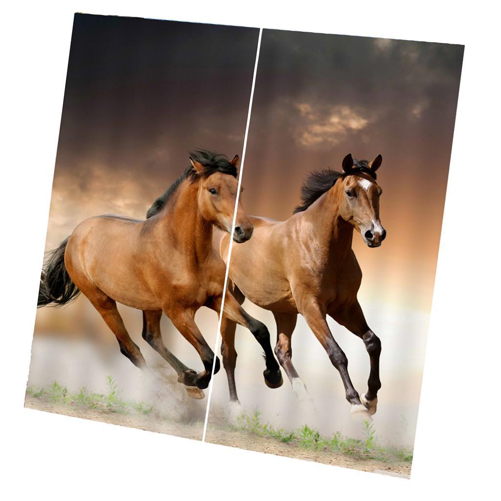 Max 2 Panels Set Teen Animal Decor 3D Print Window Curtain Drapes Running Horse - Aladdin Shoppers