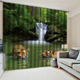 Max 2 Panels Set Teen Animal Decor 3D Print Window Curtain Drapes Tiger - Aladdin Shoppers