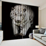 Max 2 Panels Set Teen Animal Decor 3D Print Window Curtain Drapes White Tiger - Aladdin Shoppers