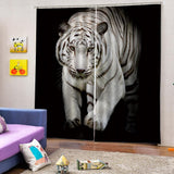 Max 2 Panels Set Teen Animal Decor 3D Print Window Curtain Drapes White Tiger - Aladdin Shoppers