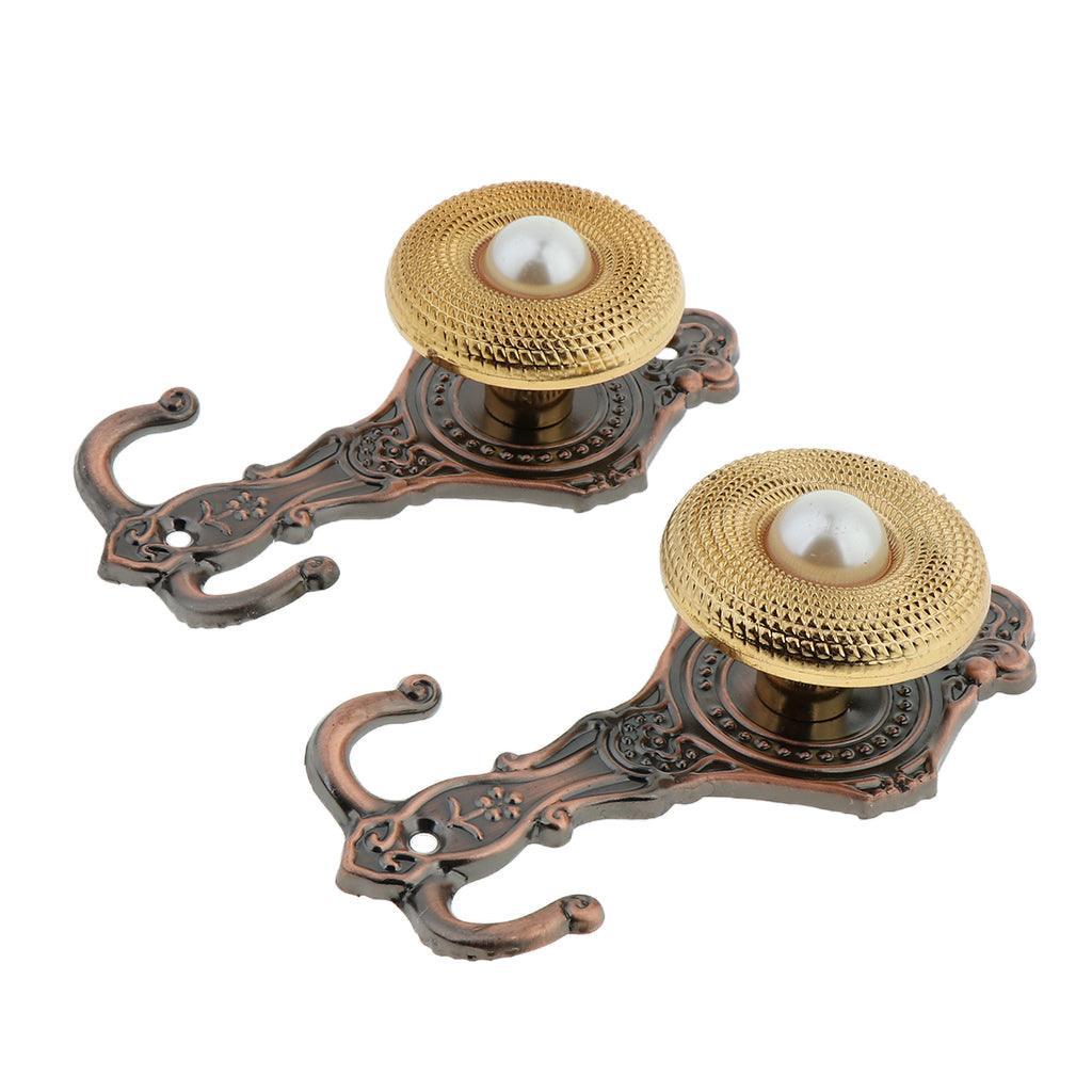 Max 2 Pcs European-style Curtain Strap Hook Alloy Wall Hook,3 Colors Ancient Red - Aladdin Shoppers