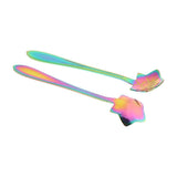 Max 2 Pcs Flower Coffee Teaspoons Gold Plating Mixing Spoons Campanulaceae - Aladdin Shoppers