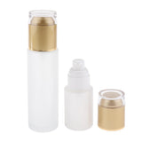 Max 2 Pieces Glass Pumb Bottles Refillable Cosmetic Container 30ml/80ml Golden - Aladdin Shoppers