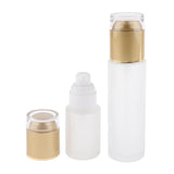 Max 2 Pieces Glass Pumb Bottles Refillable Cosmetic Container 30ml/80ml Golden - Aladdin Shoppers