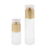 Max 2 Pieces Glass Pumb Bottles Refillable Cosmetic Container 30ml/80ml Golden - Aladdin Shoppers