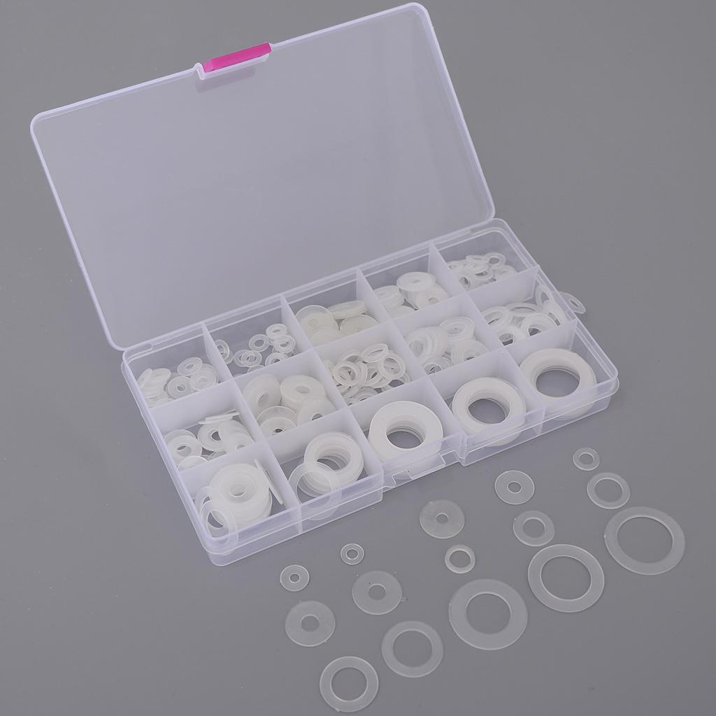 Max 250pcs White Nylon O Ring Washer Seals Gasket Assortment Kit for Car Boat - Aladdin Shoppers