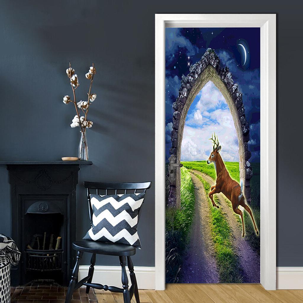 Max 2pcs 3D Removable Art Door Murals Decals Wall Stickers for Home DIY Decor S2 - Aladdin Shoppers