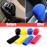 Max 2Pcs Car Trunk Gear Head Shift Knob + Handbrake Cover Silicone Sleeve Black - Aladdin Shoppers