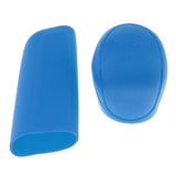 Max 2Pcs Car Trunk Gear Head Shift Knob + Handbrake Cover Silicone Sleeve Blue