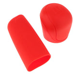 Max 2Pcs Car Trunk Gear Head Shift Knob + Handbrake Cover Silicone Sleeve Red - Aladdin Shoppers