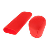 Max 2Pcs Car Trunk Gear Head Shift Knob + Handbrake Cover Silicone Sleeve Red - Aladdin Shoppers