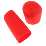 Max 2Pcs Car Trunk Gear Head Shift Knob + Handbrake Cover Silicone Sleeve Red - Aladdin Shoppers