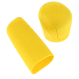 Max 2Pcs Car Trunk Gear Head Shift Knob + Handbrake Cover Silicone Sleeve Yellow - Aladdin Shoppers