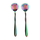 Max 2pcs Symphony Gold Plated Petal Coffee Tea Salt Soup Spoon Plum Sunflower - Aladdin Shoppers